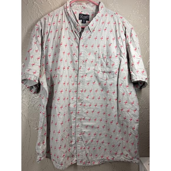Retrofit Brand MFG Mens Button Down Gray Flamingo Print Shirt Size XXL - Picture 1 of 5